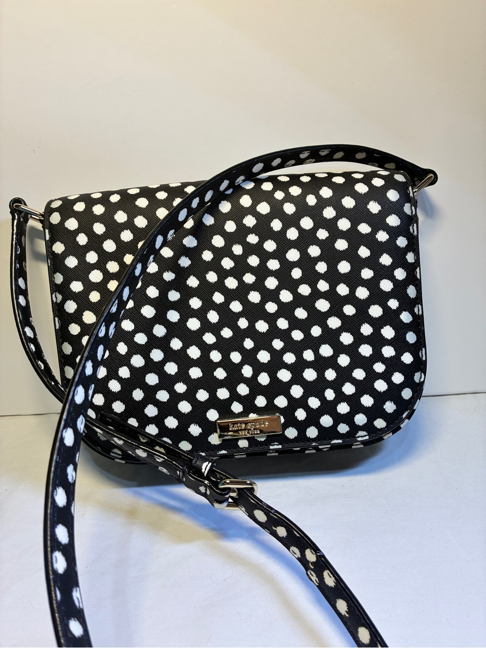 Kate Spade New York Handbag Carsen Musical Dot Crossbody Purse Black White Dot